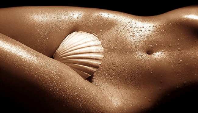 женское тело с ракушкой