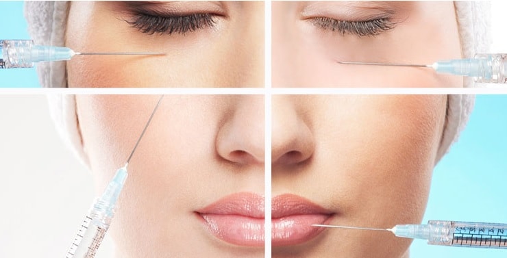 уколы в разные части лица