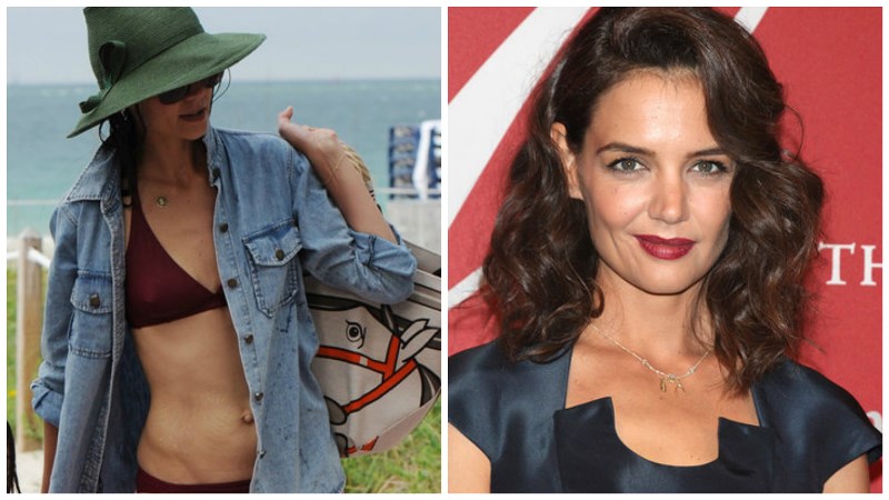 Кети Холмс с растяжками