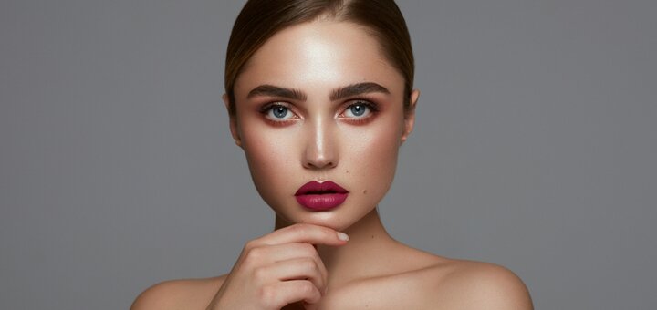 Красивая девушка с красными губами